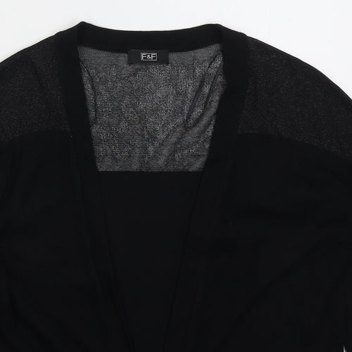 F&F Womens Black V-Neck  Viscose Cardigan Jumper Size 8