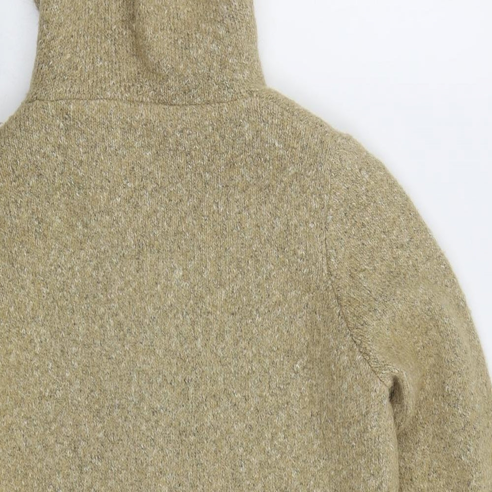Papaya Womens Beige High Neck  Acrylic Cardigan Jumper Size M