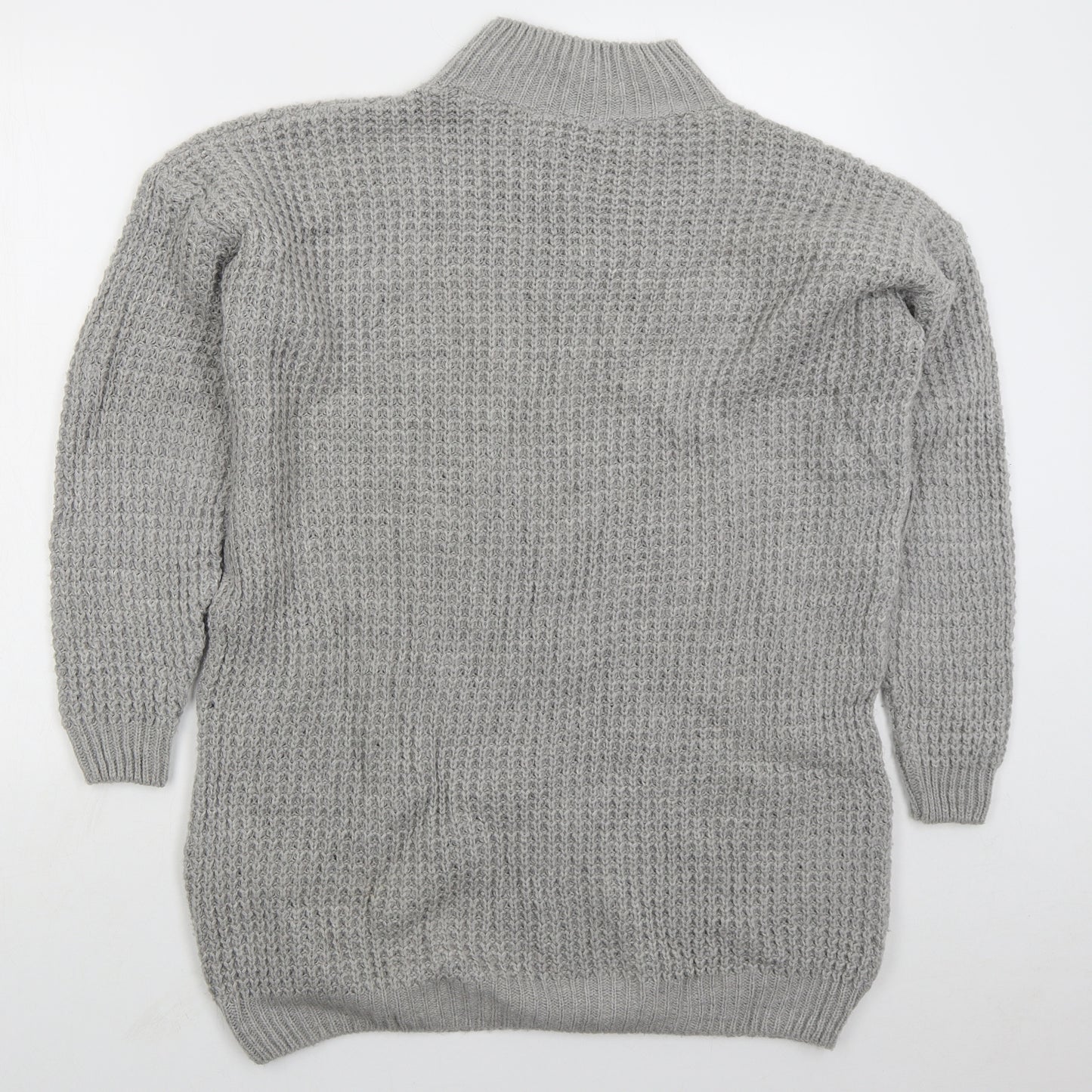 PRETTYLITTLETHING Womens Grey  Acrylic Jumper Dress  Size S  Mock Neck Pullover