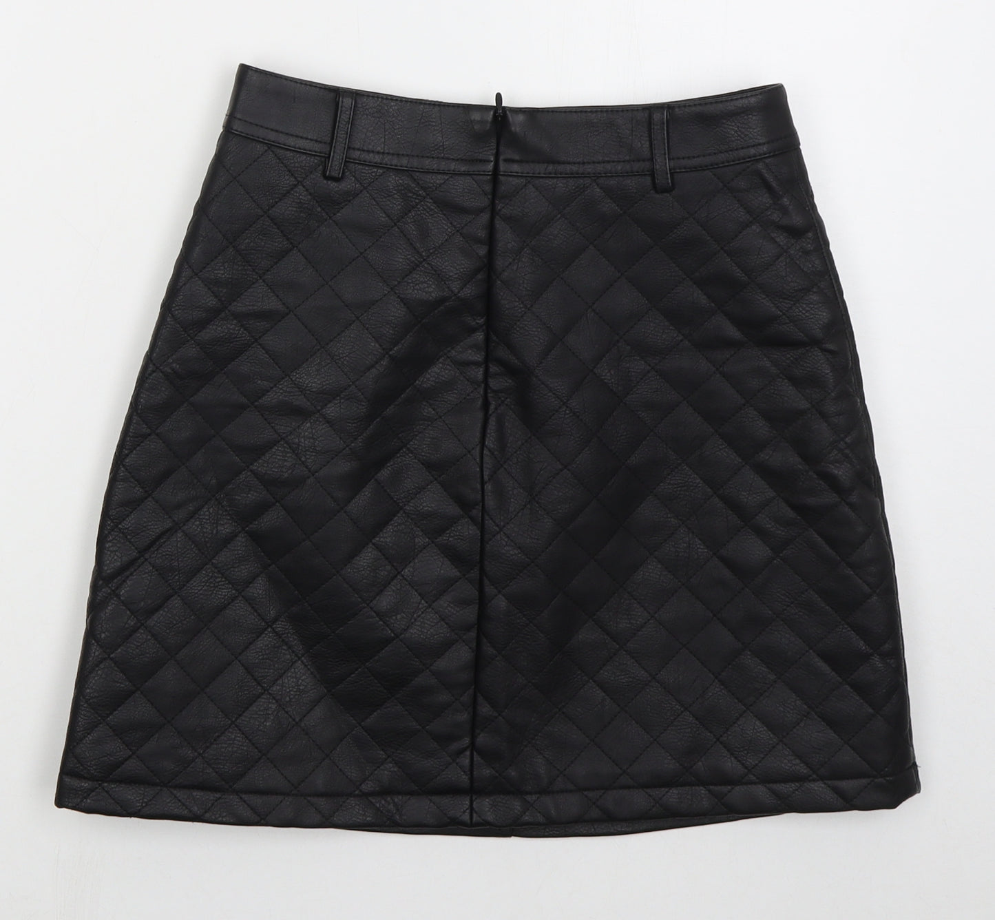 River Island Womens Black  Polyurethane Mini Skirt Size 8   Zip