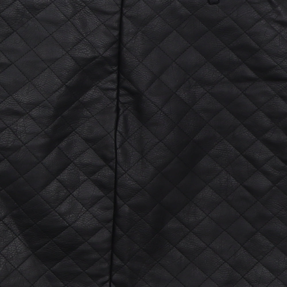 River Island Womens Black  Polyurethane Mini Skirt Size 8   Zip