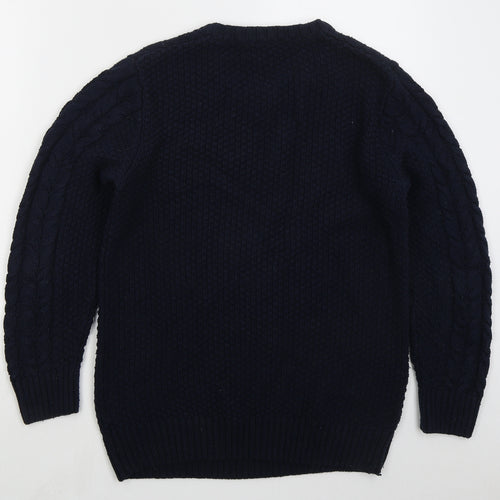 Matalan Mens Blue Crew Neck  Acrylic Pullover Jumper Size M