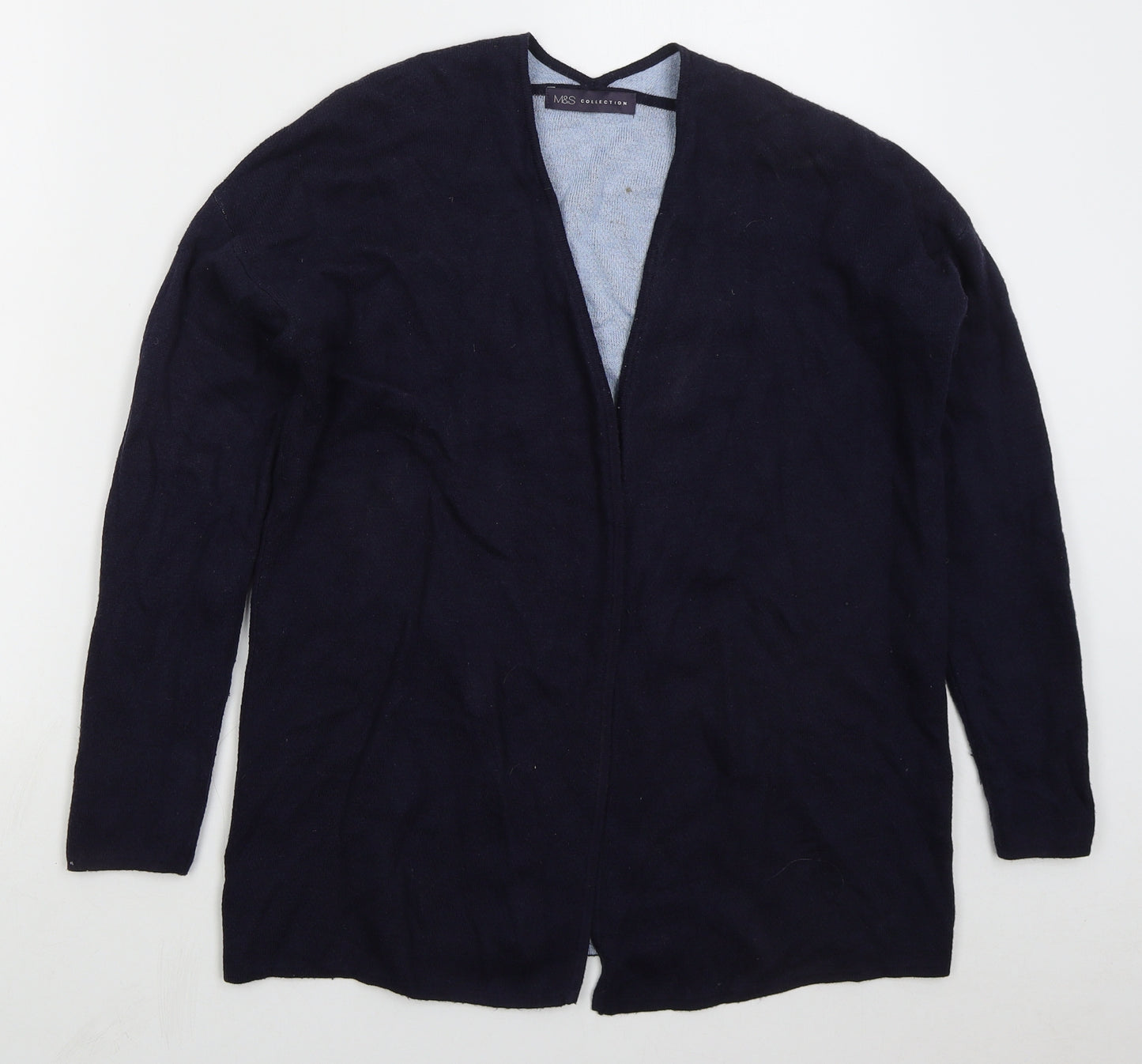 Marks and Spencer Womens Blue V-Neck  Nylon Cardigan Jumper Size 8