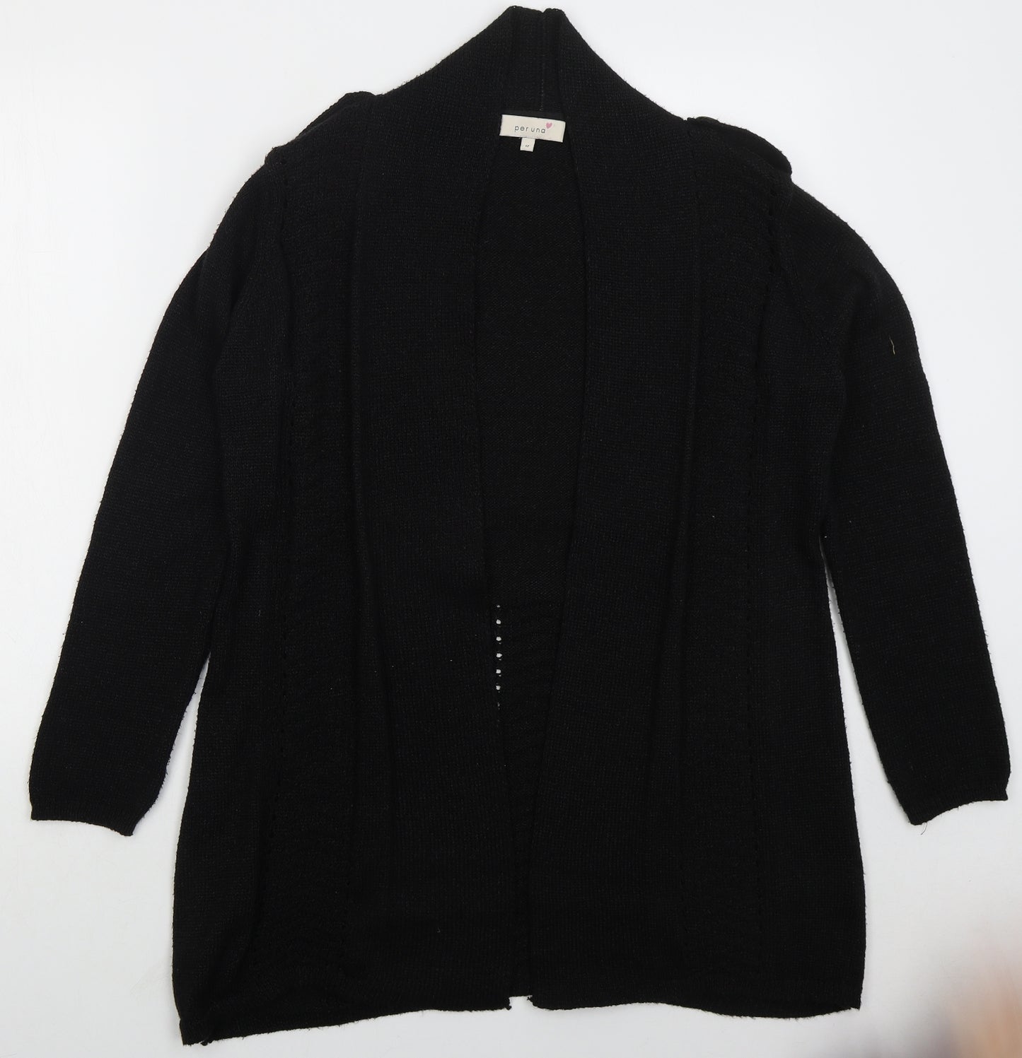 Per Una Womens Black V-Neck  Acrylic Cardigan Jumper Size 12