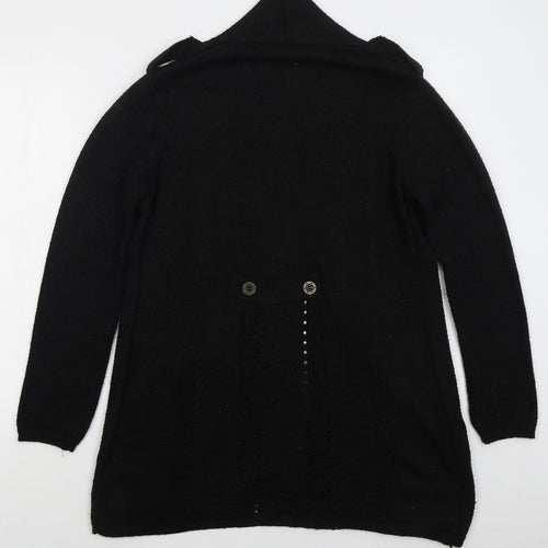 Per Una Womens Black V-Neck  Acrylic Cardigan Jumper Size 12