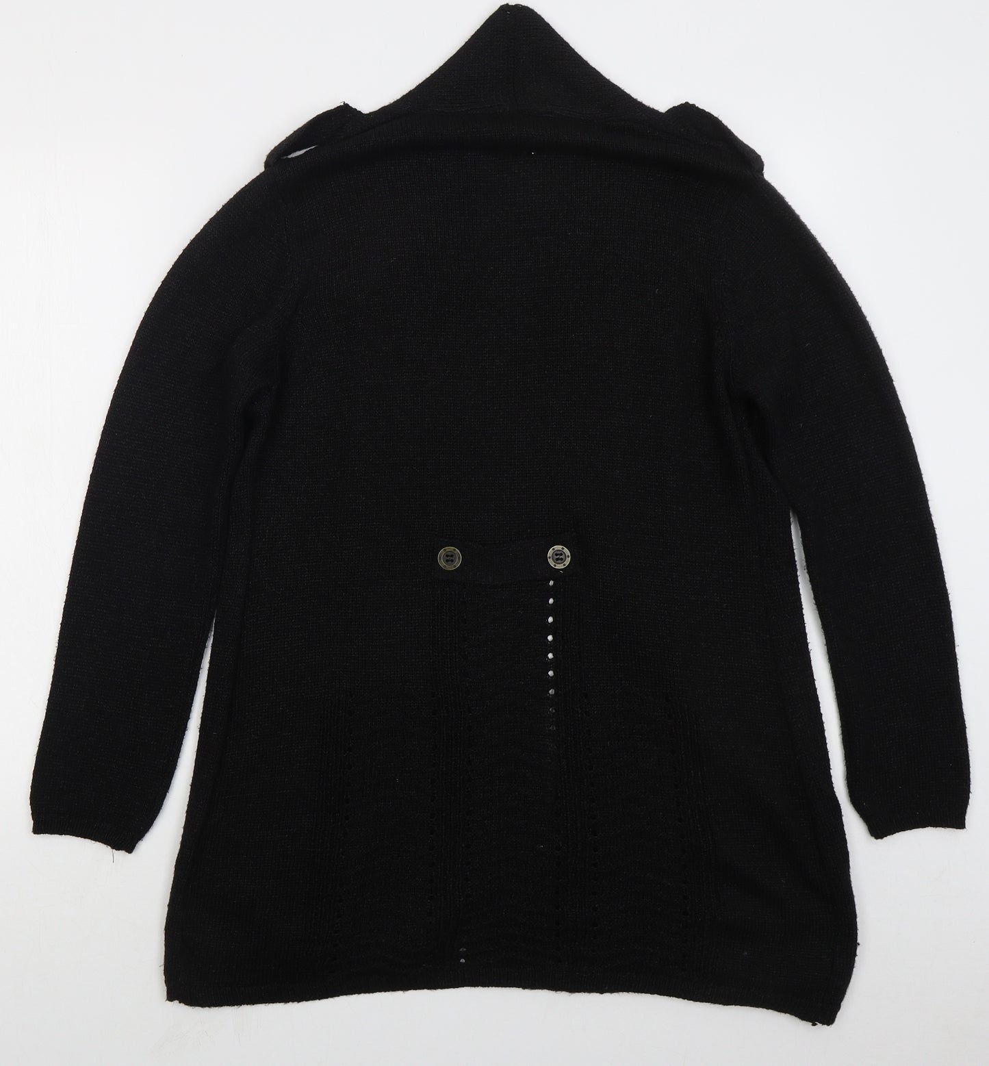 Per Una Womens Black V-Neck  Acrylic Cardigan Jumper Size 12