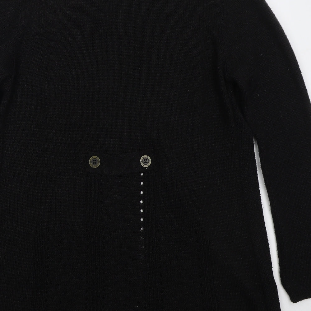 Per Una Womens Black V-Neck  Acrylic Cardigan Jumper Size 12