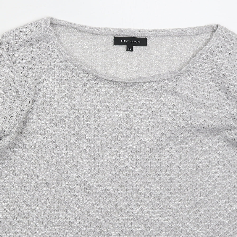 New Look Womens Grey Round Neck  Polyester Pullover Jumper Size 14