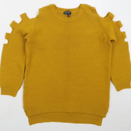 Primark Womens Yellow Crew Neck  Acrylic Pullover Jumper Size 6