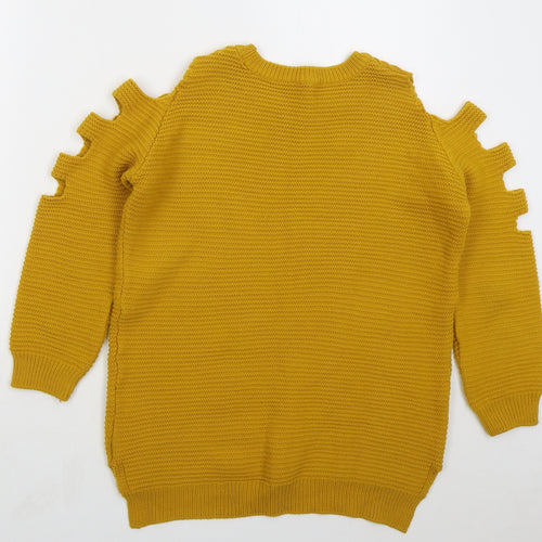 Primark Womens Yellow Crew Neck  Acrylic Pullover Jumper Size 6