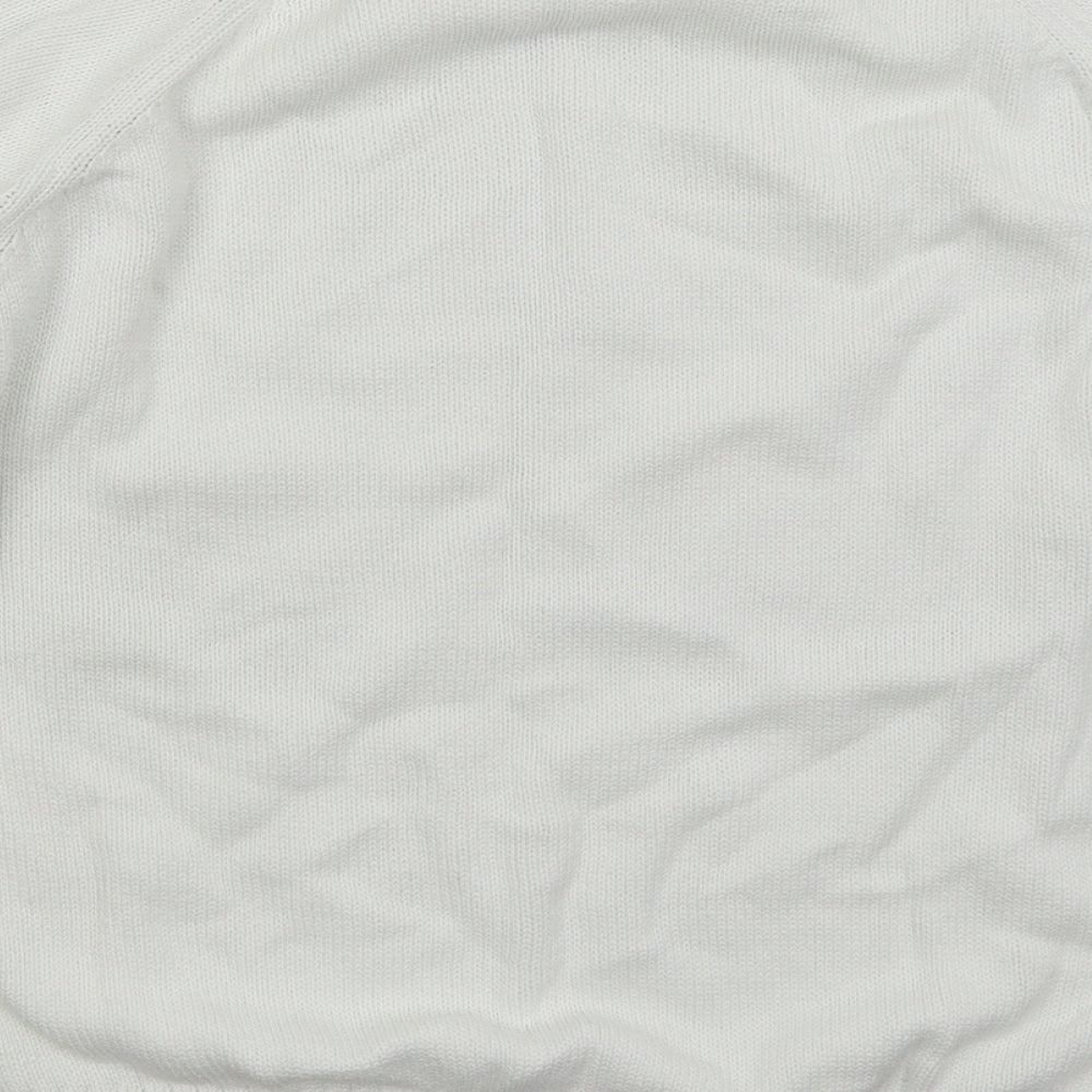 St Michael Womens White Crew Neck  Cotton Pullover Jumper Size 16
