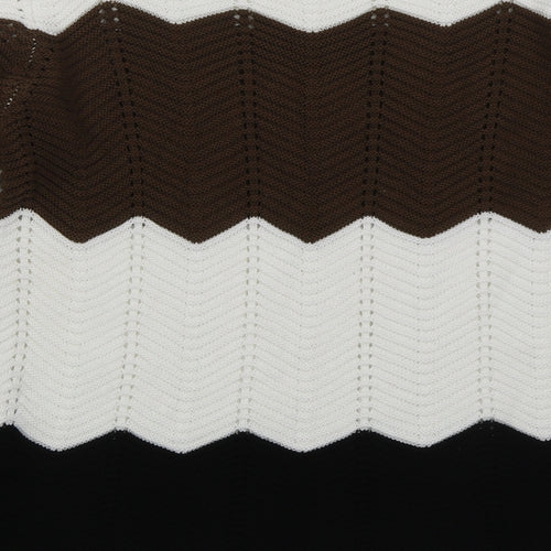 Select Womens Brown Boat Neck Striped Cotton Pullover Jumper Size L