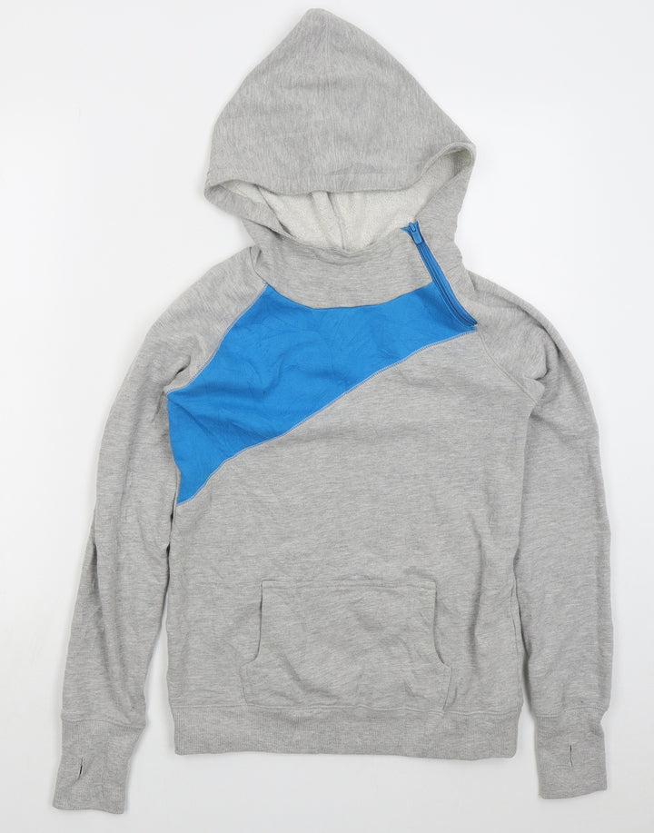 La Redoute Womens Grey Colourblock Cotton Pullover Hoodie Size 6  Pullover - Blue