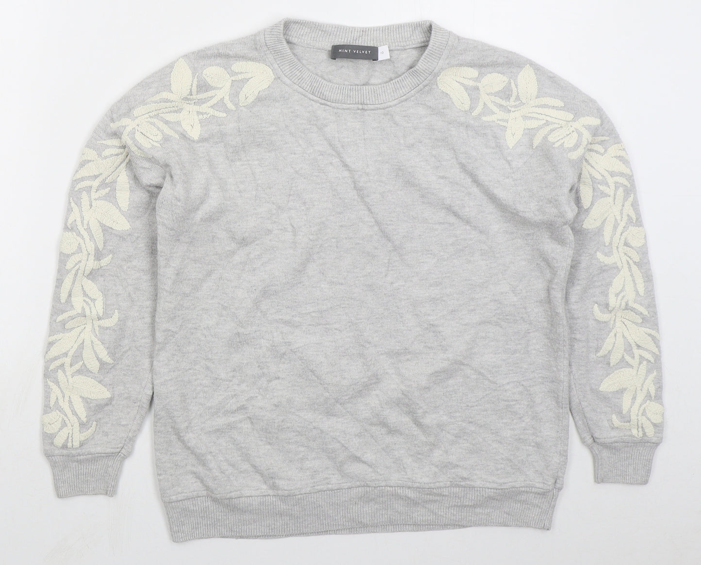 Mint Velvet Womens Grey Crew Neck  Viscose Pullover Jumper Size 10