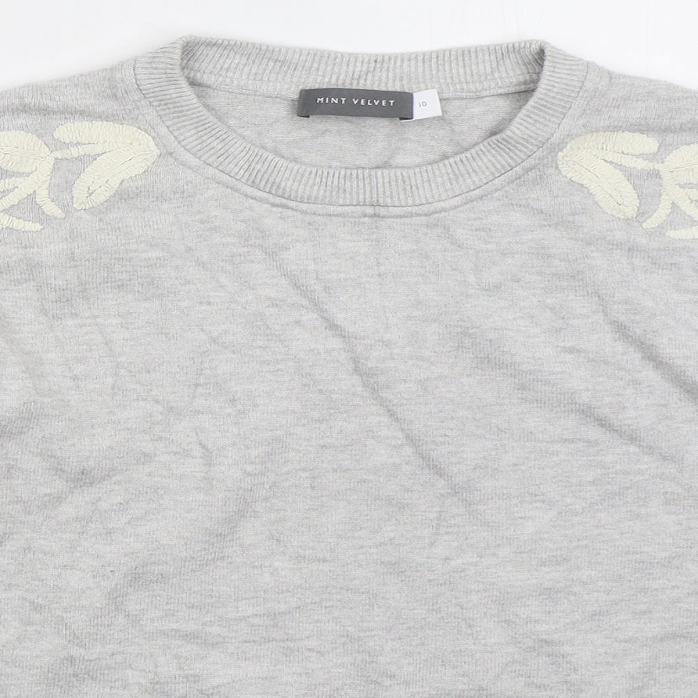 Mint Velvet Womens Grey Crew Neck  Viscose Pullover Jumper Size 10