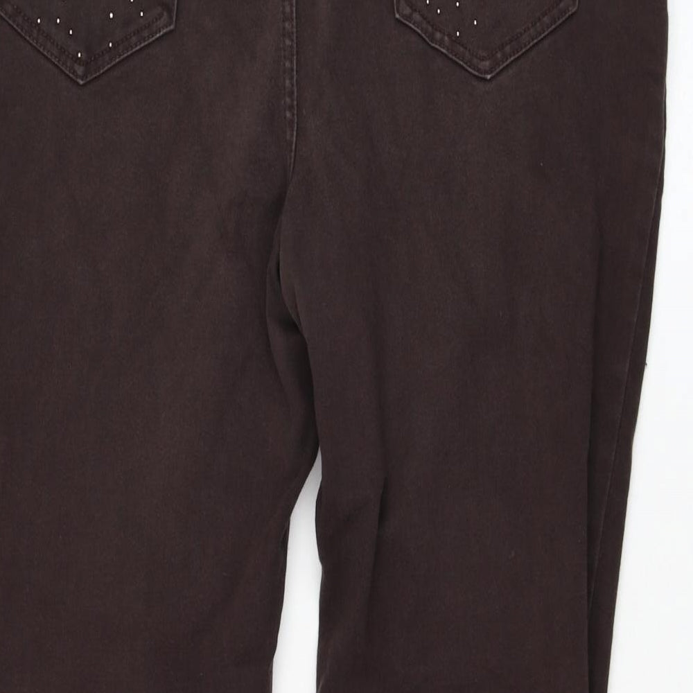 Marks and Spencer Womens Brown  Cotton Straight Jeans Size 18 L27 in Regular Zip