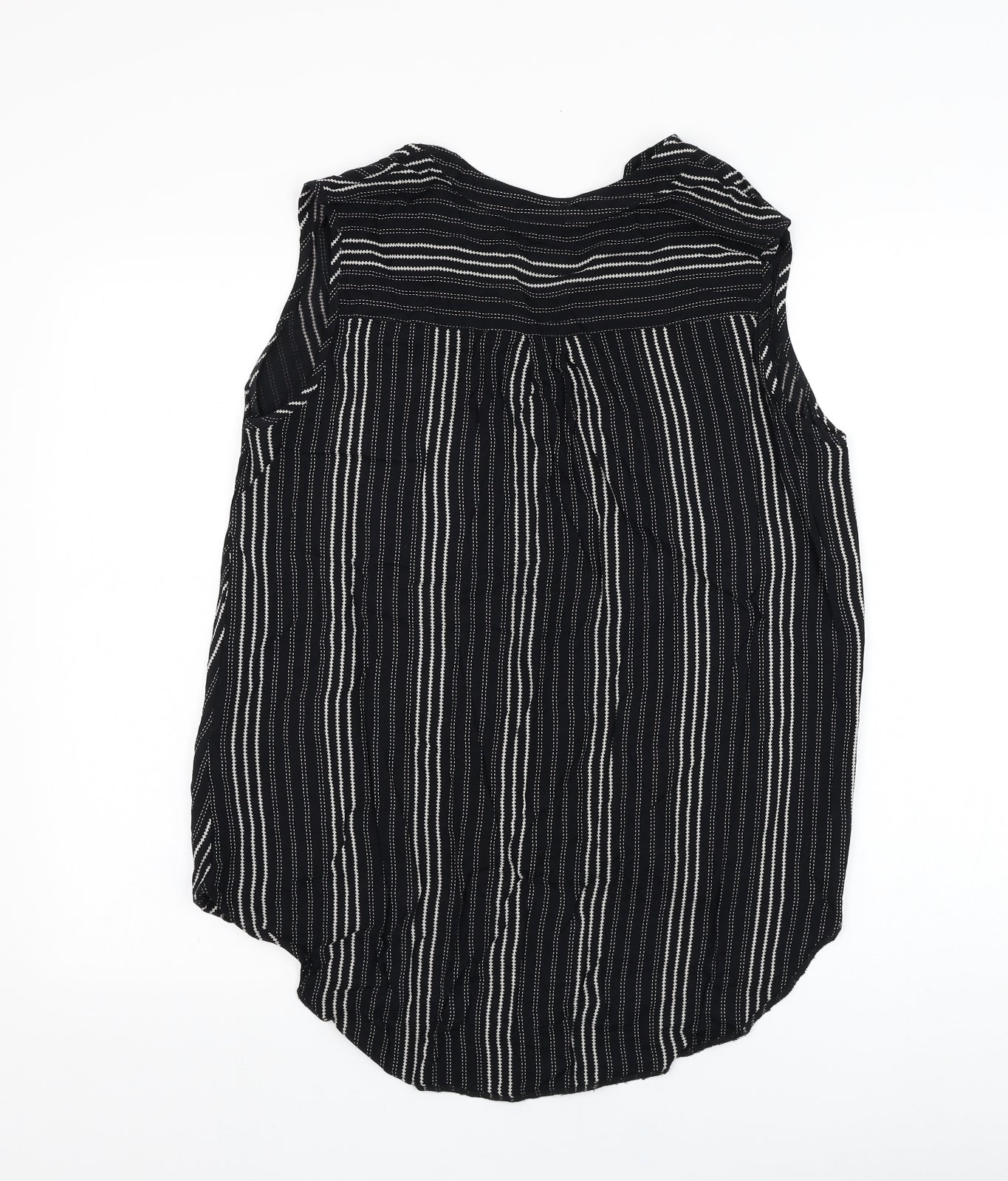 F&F Womens Black Striped Viscose Basic Blouse Size 14 V-Neck