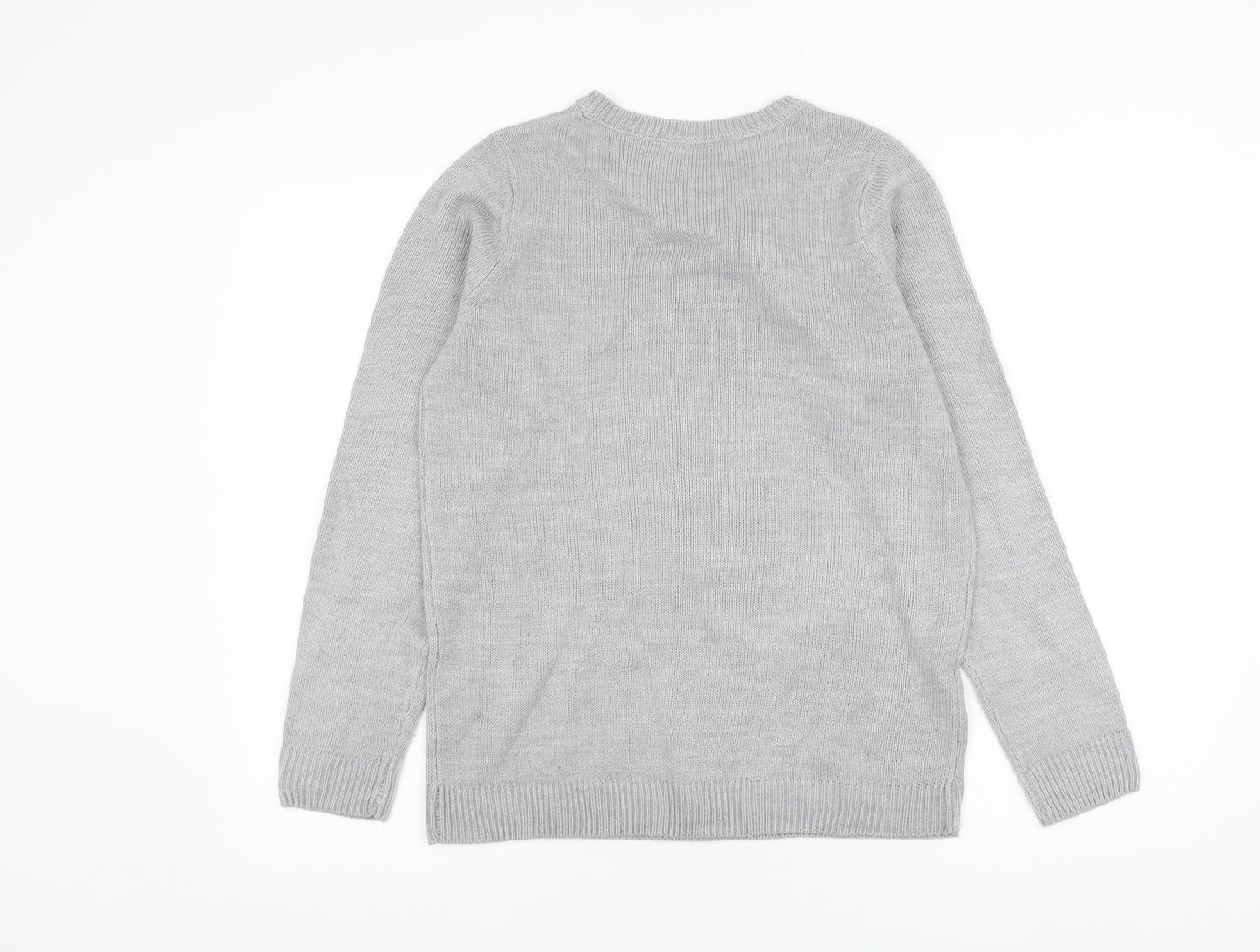 Pep&co Womens Grey Round Neck  Acrylic Pullover Jumper Size 12   - Christmas, Penguin