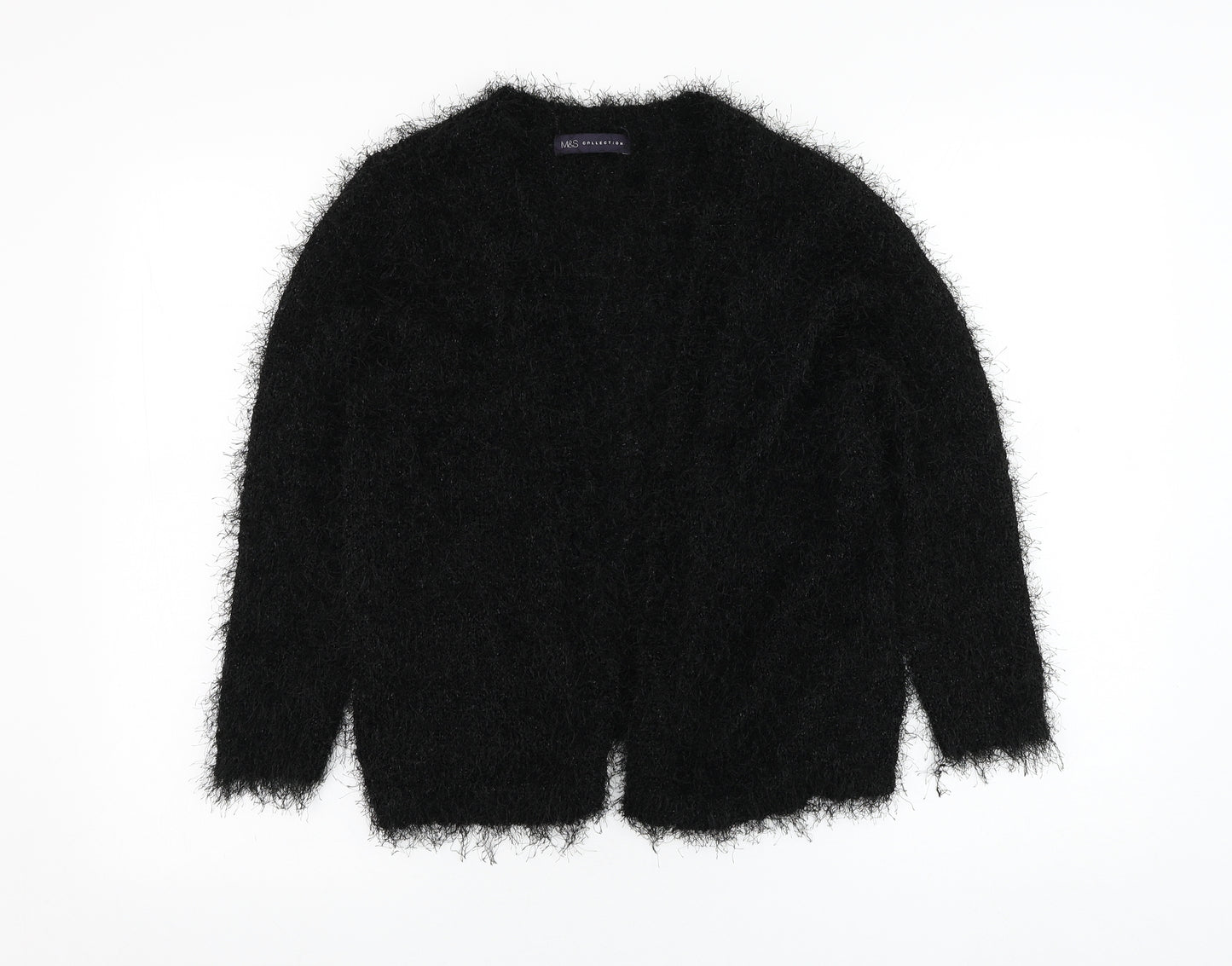 Marks and Spencer Womens Black Square Neck  Polyester Cardigan Jumper Size 8