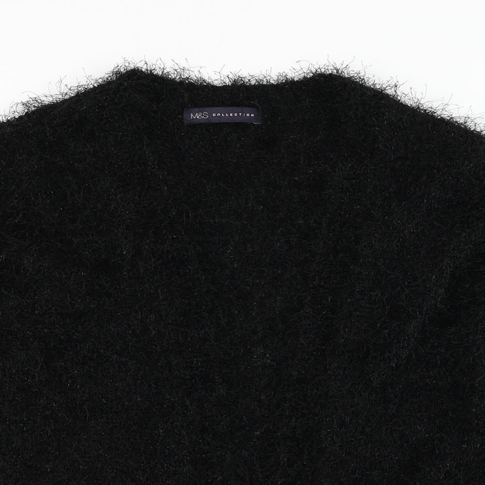 Marks and Spencer Womens Black Square Neck  Polyester Cardigan Jumper Size 8