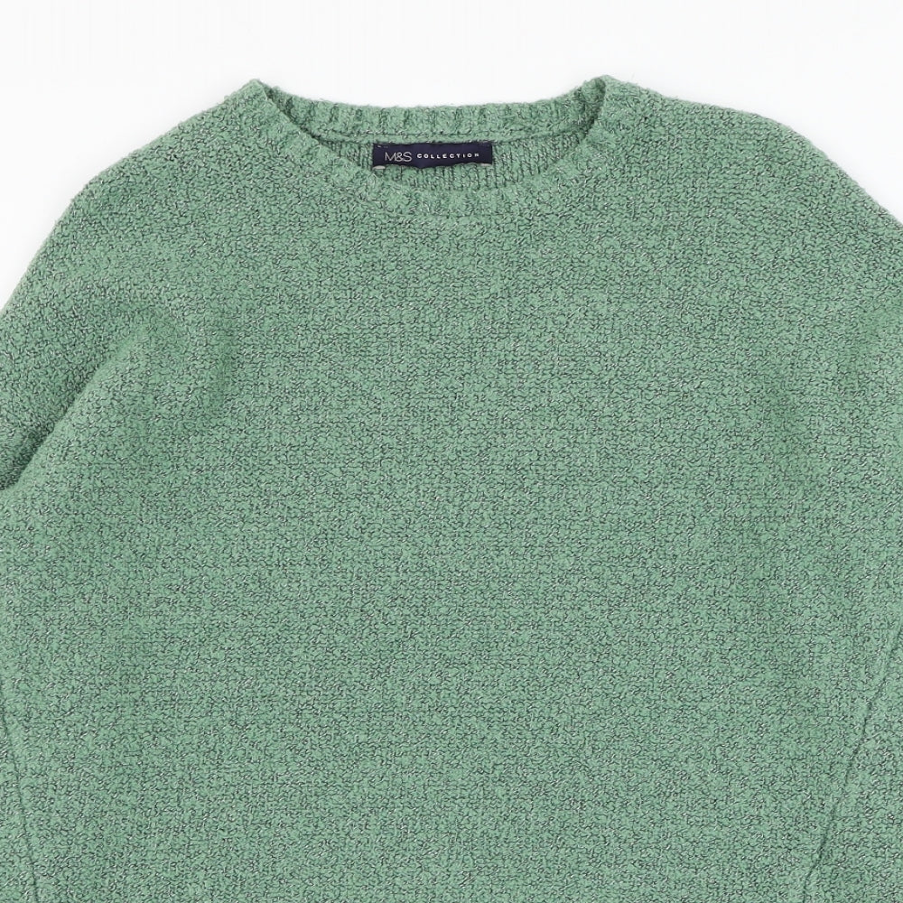 Marks and Spencer Womens Green Round Neck  Acrylic Pullover Jumper Size S