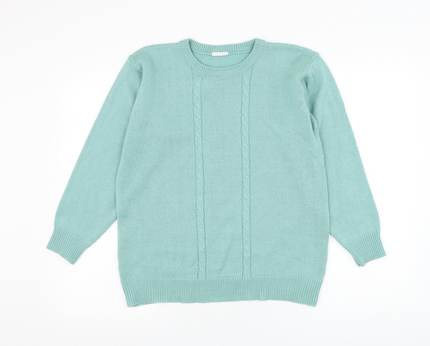 Preworn Womens Green Round Neck  Polyester Pullover Jumper Size L