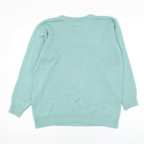 Preworn Womens Green Round Neck  Polyester Pullover Jumper Size L