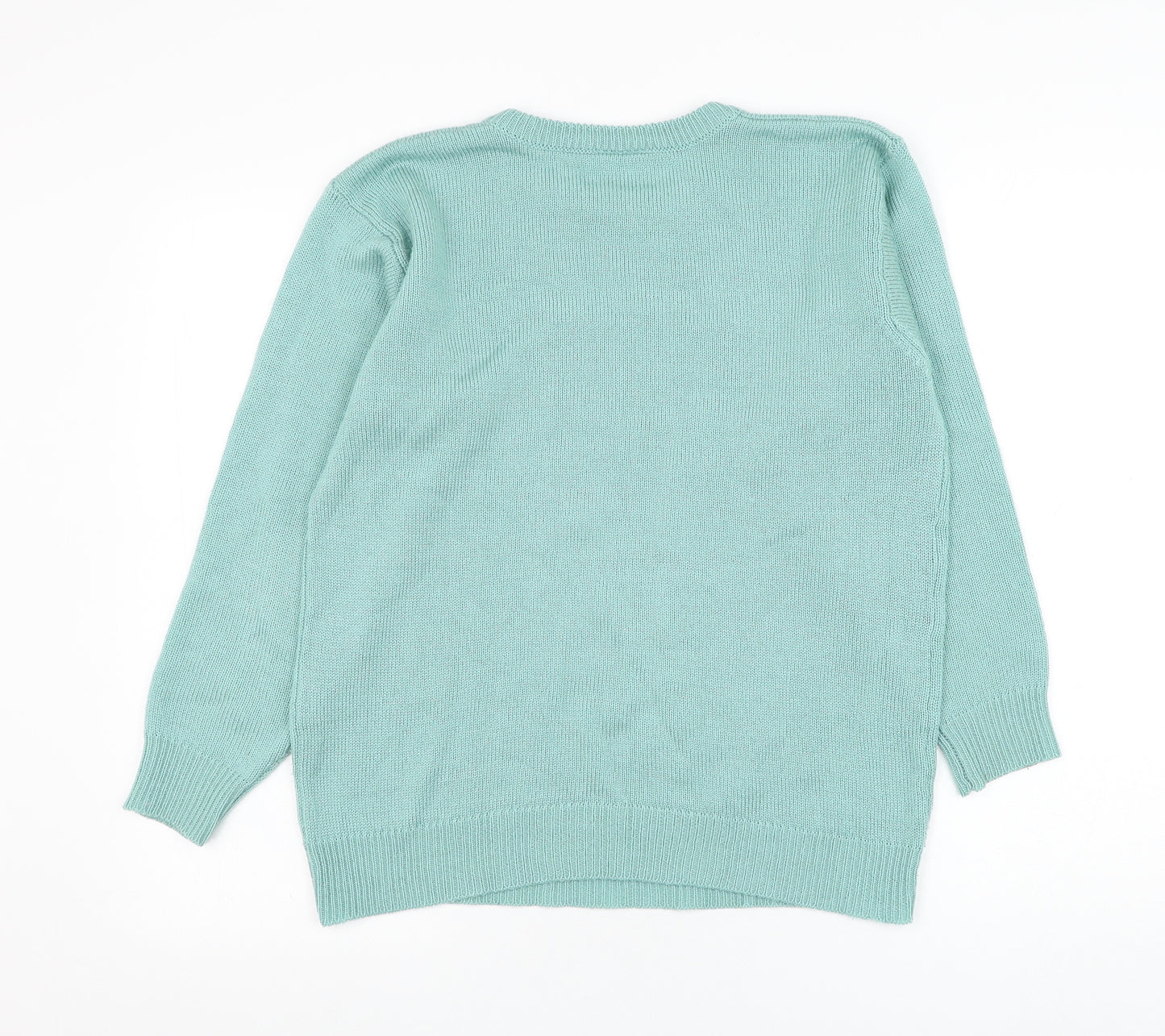 Preworn Womens Green Round Neck  Polyester Pullover Jumper Size L