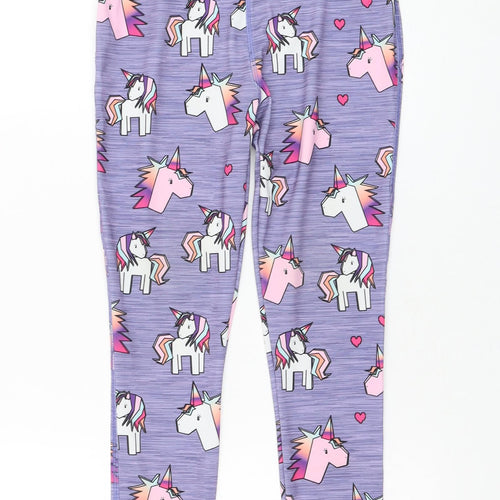 NEXT Girls Purple  Polyacrylate Fibre Jogger Trousers Size 9 Months  Regular Pullover - Unicorn, Leggings