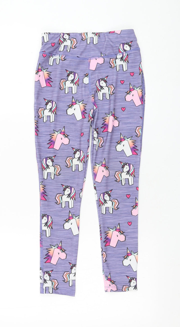 NEXT Girls Purple  Polyacrylate Fibre Jogger Trousers Size 9 Months  Regular Pullover - Unicorn, Leggings