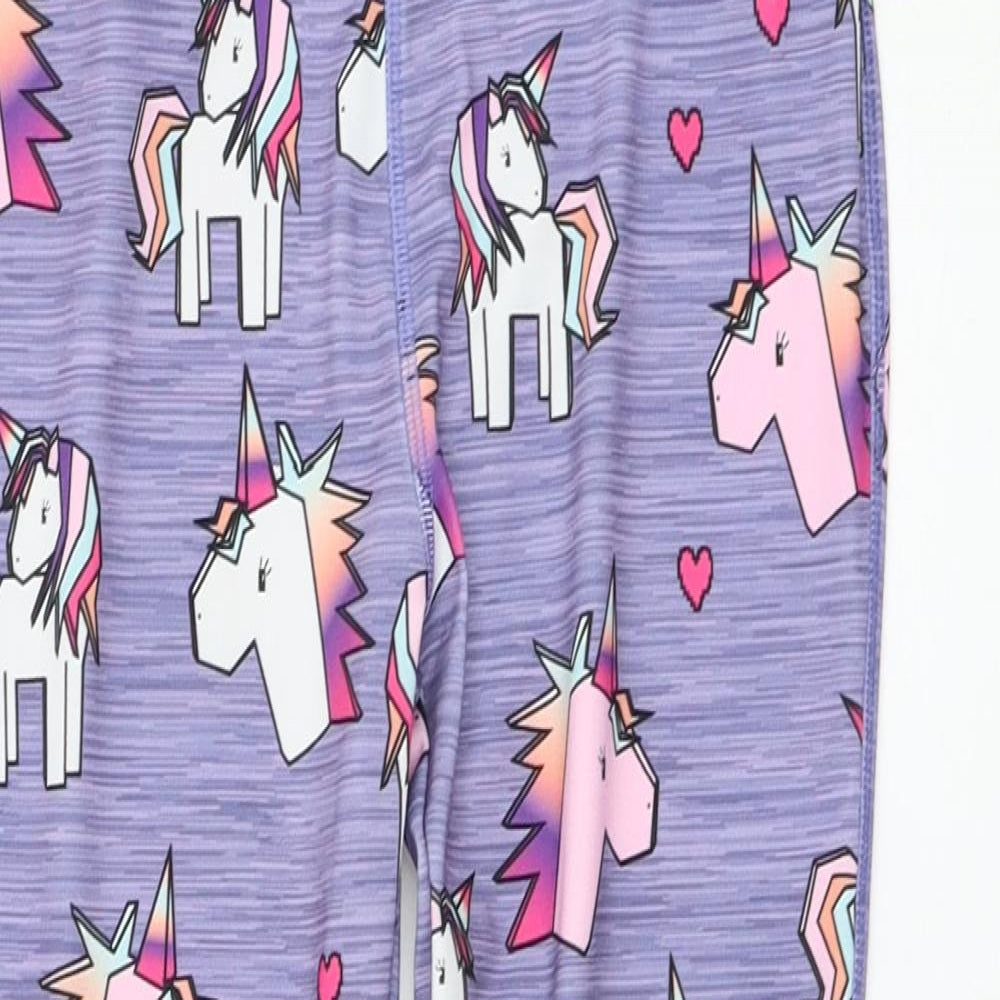 NEXT Girls Purple  Polyacrylate Fibre Jogger Trousers Size 9 Months  Regular Pullover - Unicorn, Leggings