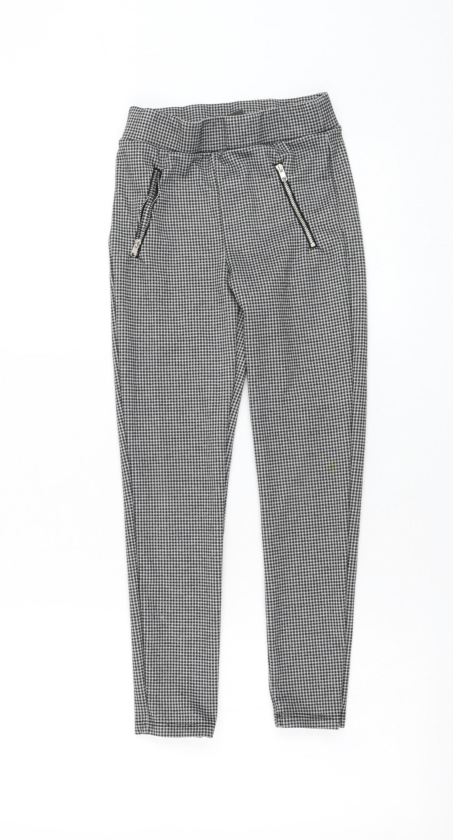Primark Girls Black Houndstooth Polyester Carrot Trousers Size 8-9 Years  Regular Pullover - Leggings