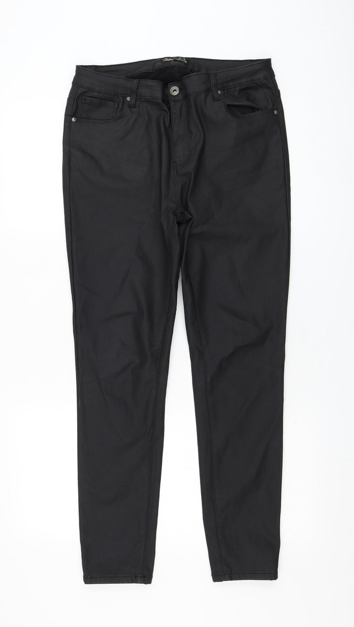 Toxik3 Womens Black Cotton Trousers Size 2XL L29 in Regular Zip