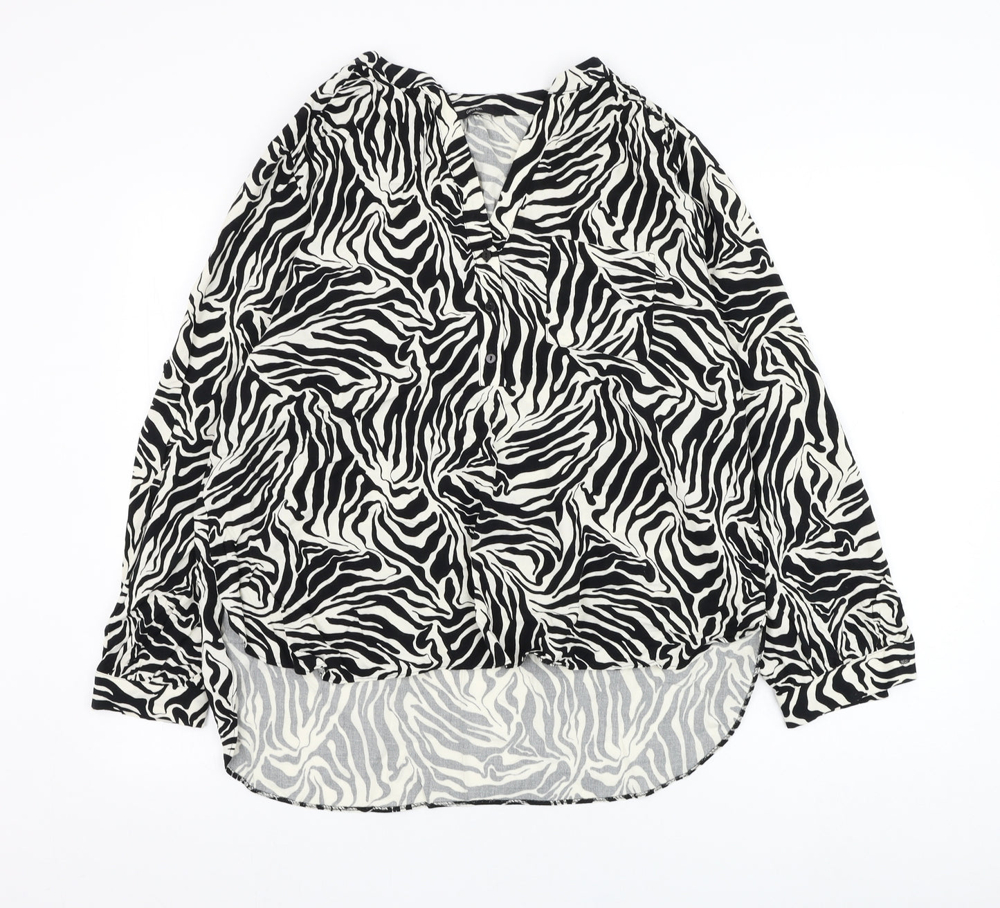 George Womens White Animal Print Viscose Basic Blouse Size 16 V-Neck