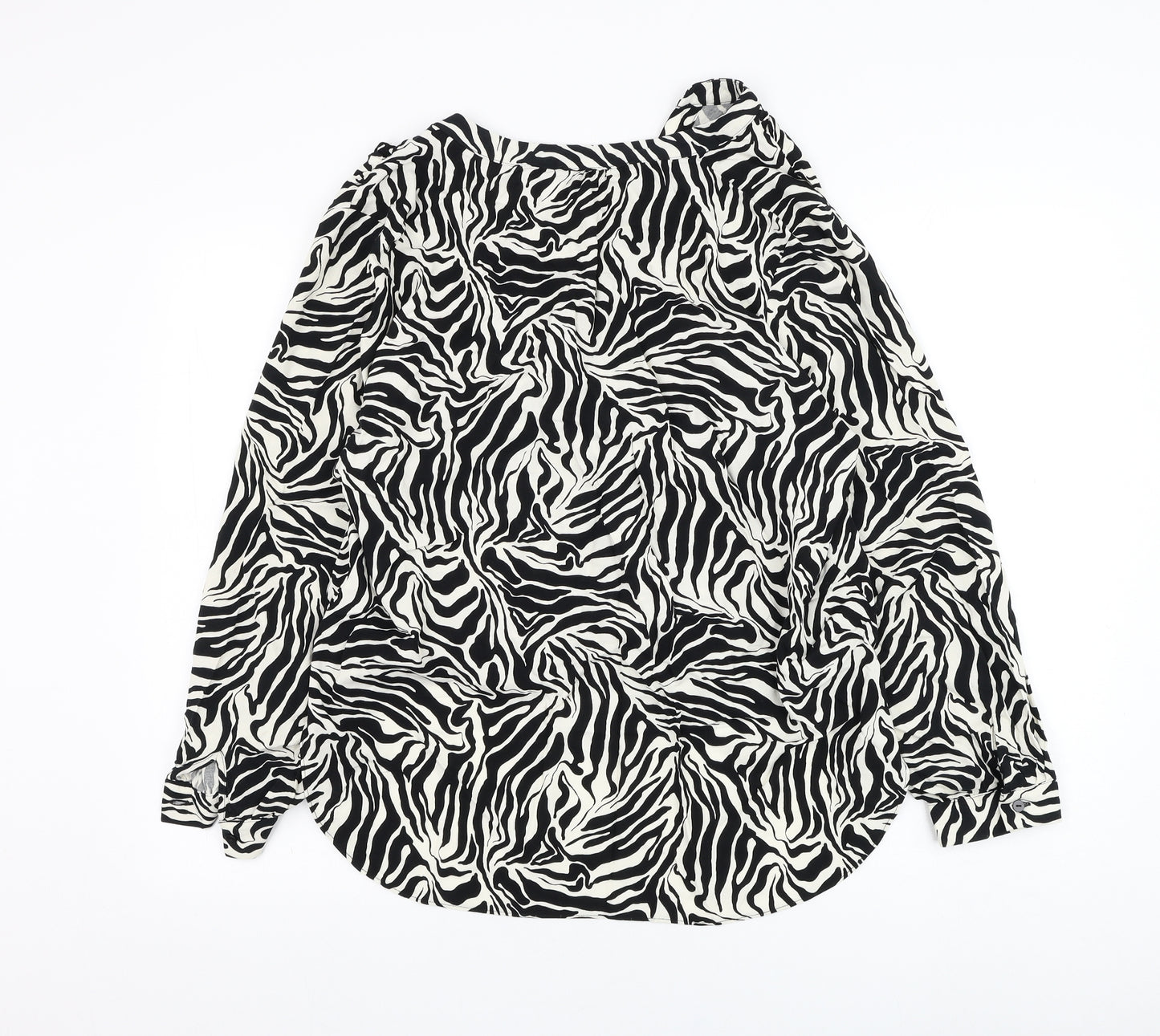 George Womens White Animal Print Viscose Basic Blouse Size 16 V-Neck