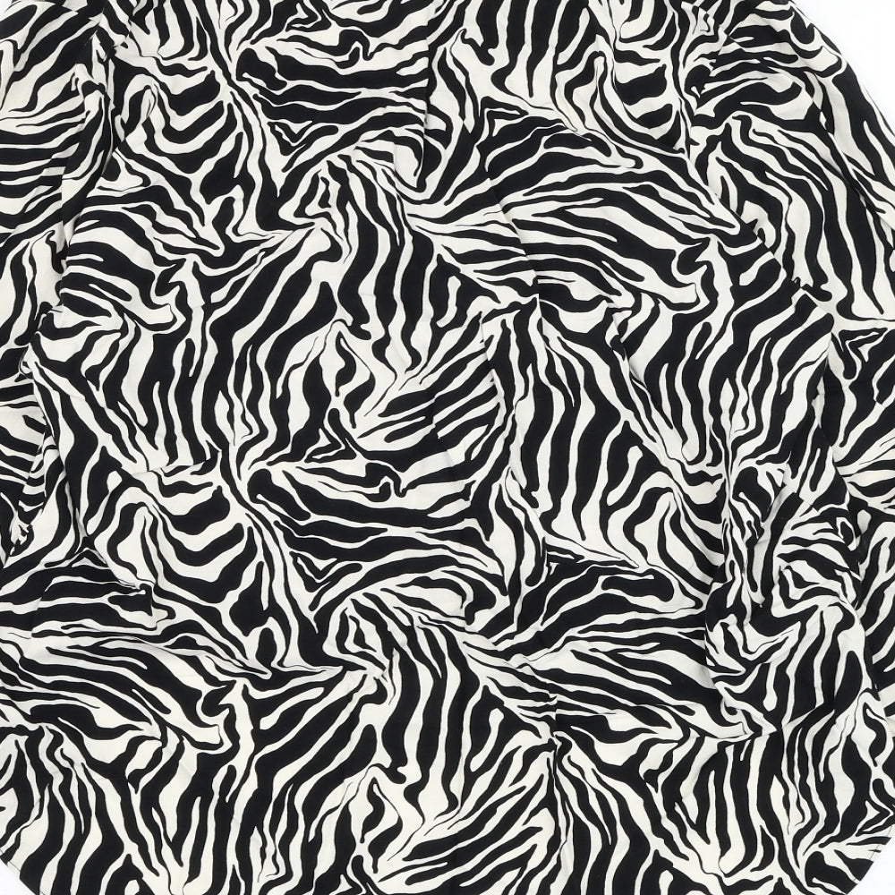 George Womens White Animal Print Viscose Basic Blouse Size 16 V-Neck