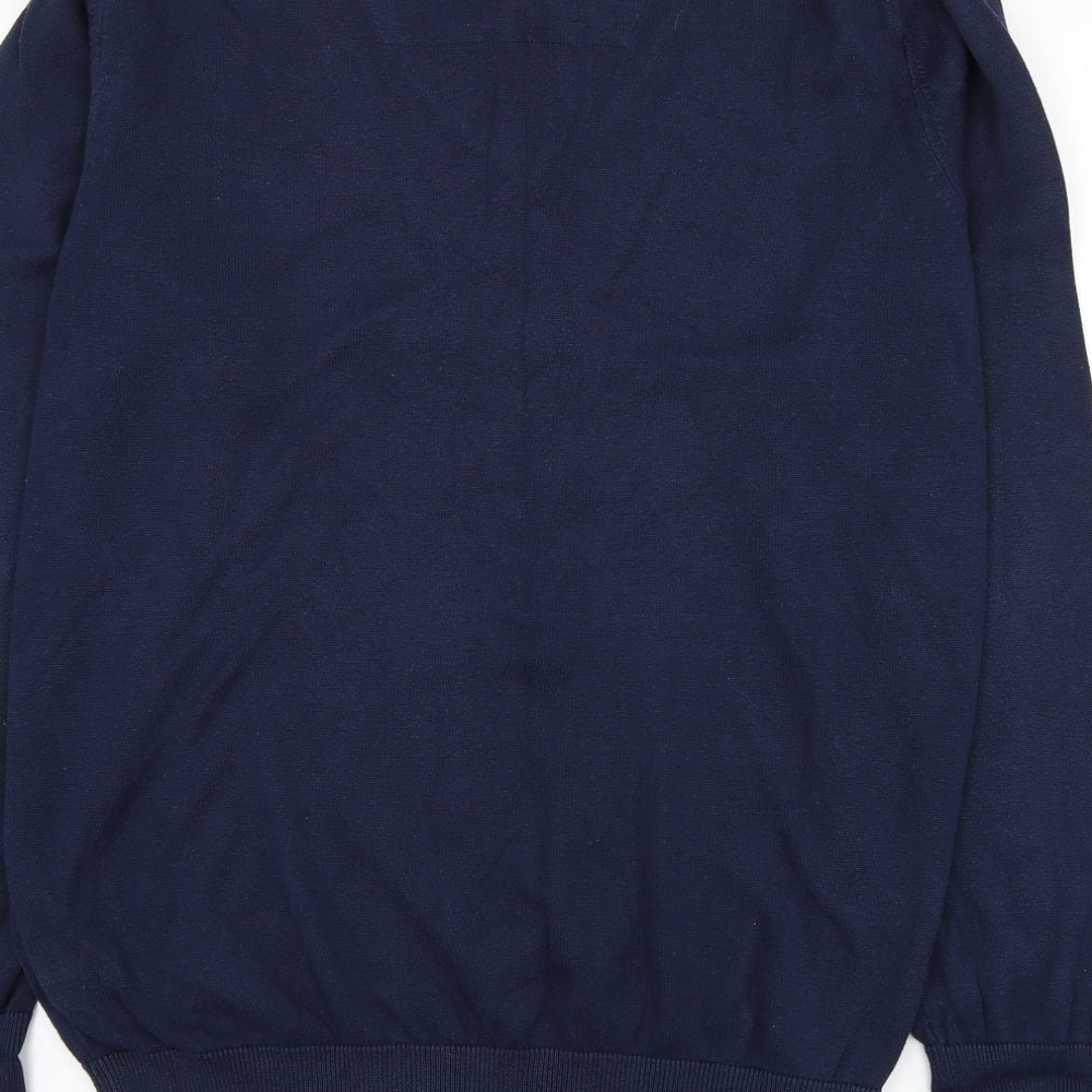 Marks and Spencer Mens Blue Collared  Cotton Pullover Jumper Size XL