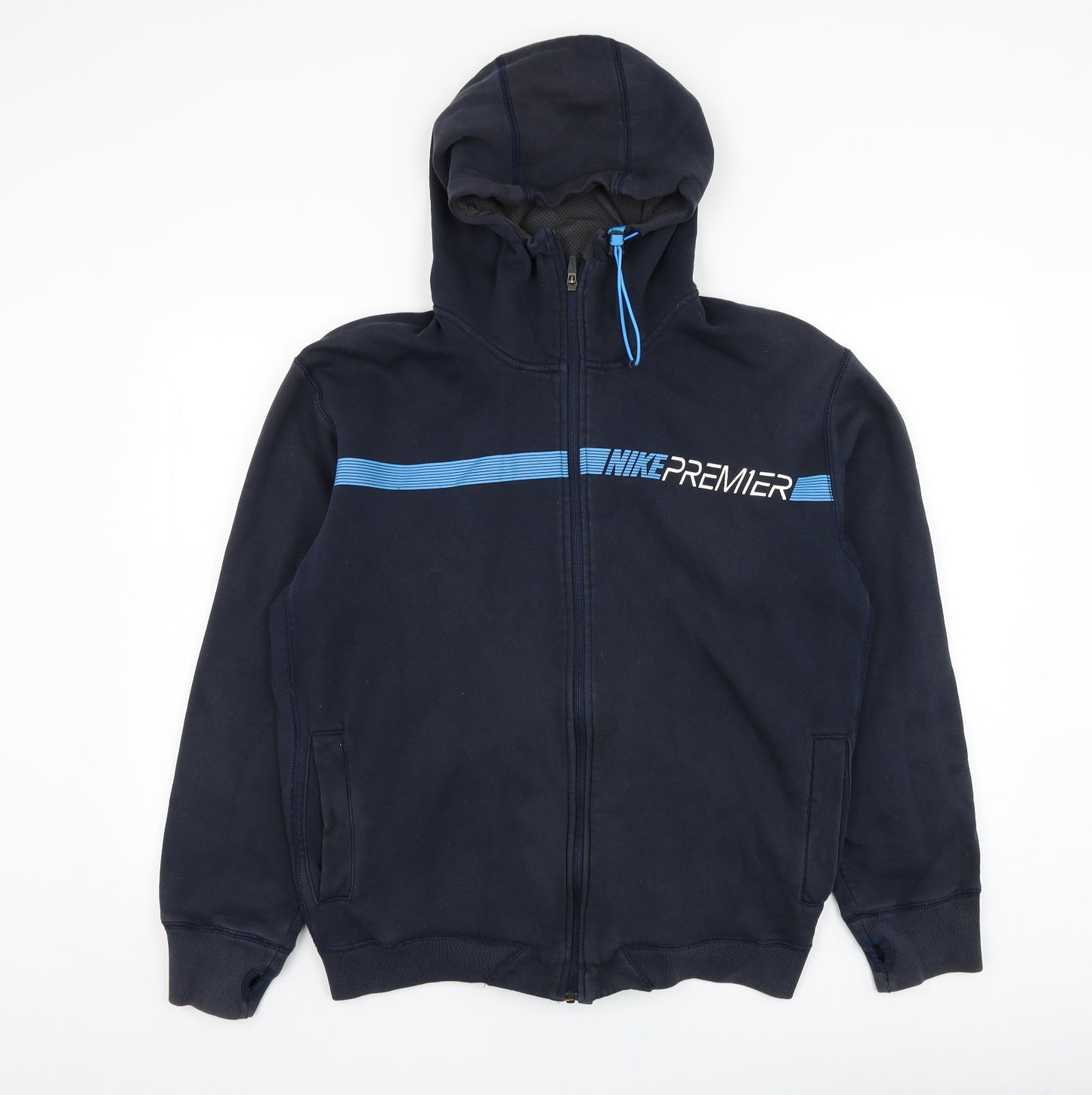 Nike Mens Blue  Cotton Full Zip Hoodie Size L