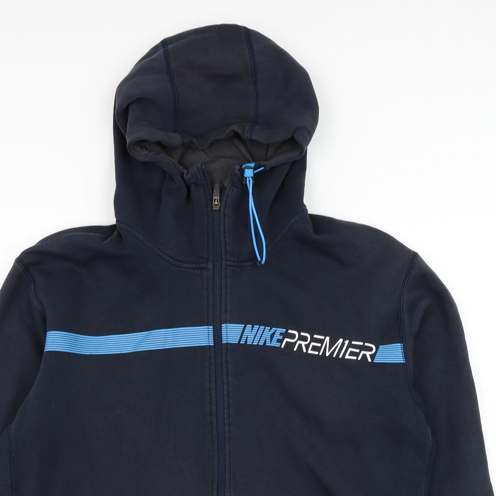 Nike Mens Blue  Cotton Full Zip Hoodie Size L