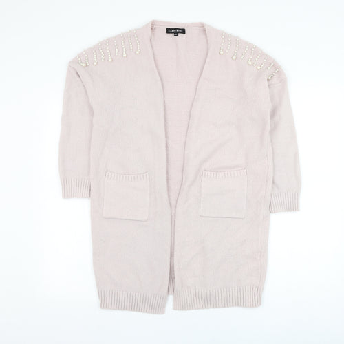 Cameo Rose Womens Pink Square Neck  Viscose Cardigan Jumper Size M