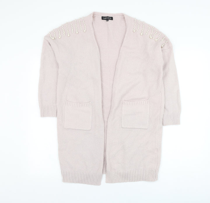 Cameo Rose Womens Pink Square Neck  Viscose Cardigan Jumper Size M