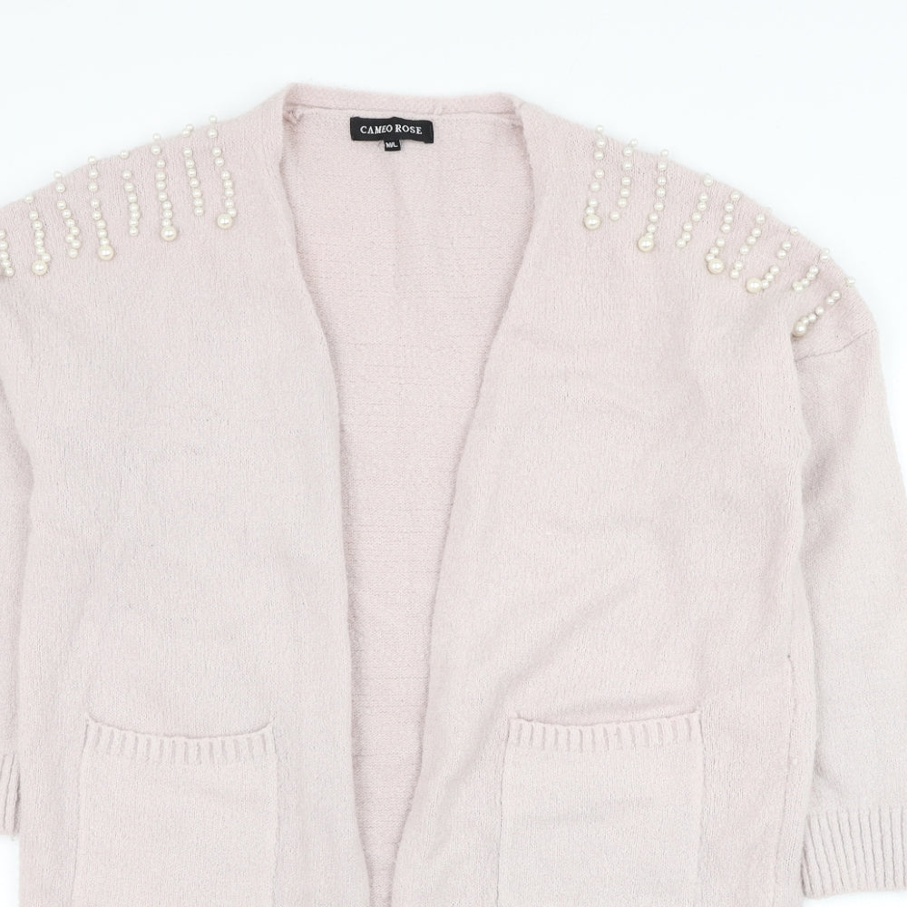 Cameo Rose Womens Pink Square Neck  Viscose Cardigan Jumper Size M