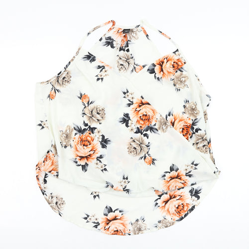 SheIn Womens White Floral Polyester Basic Blouse Size XL Square Neck