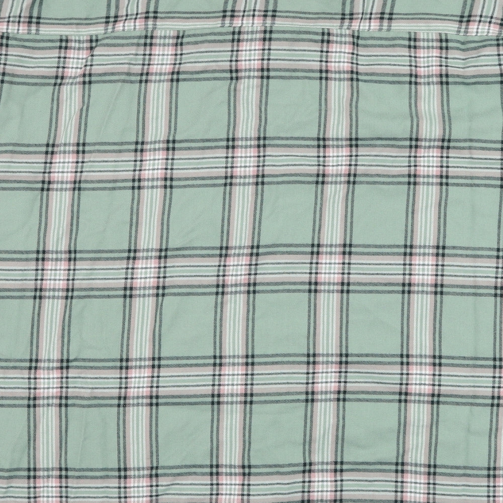 Primark Womens Green Plaid Polyester Basic Button-Up Size 16 Collared