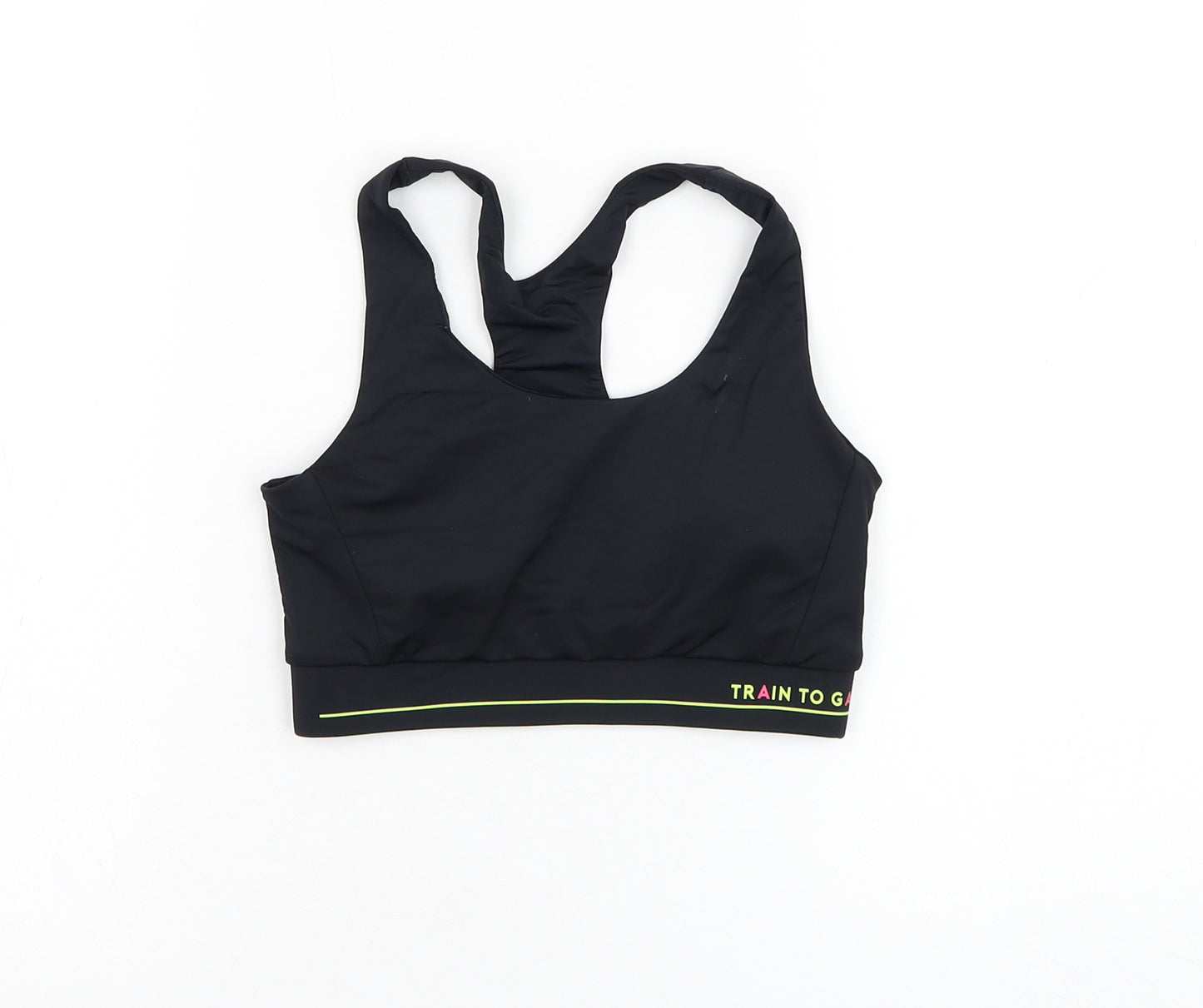 Primark Womens Black  Polyamide Cropped Tank Size 4 Round Neck Pullover
