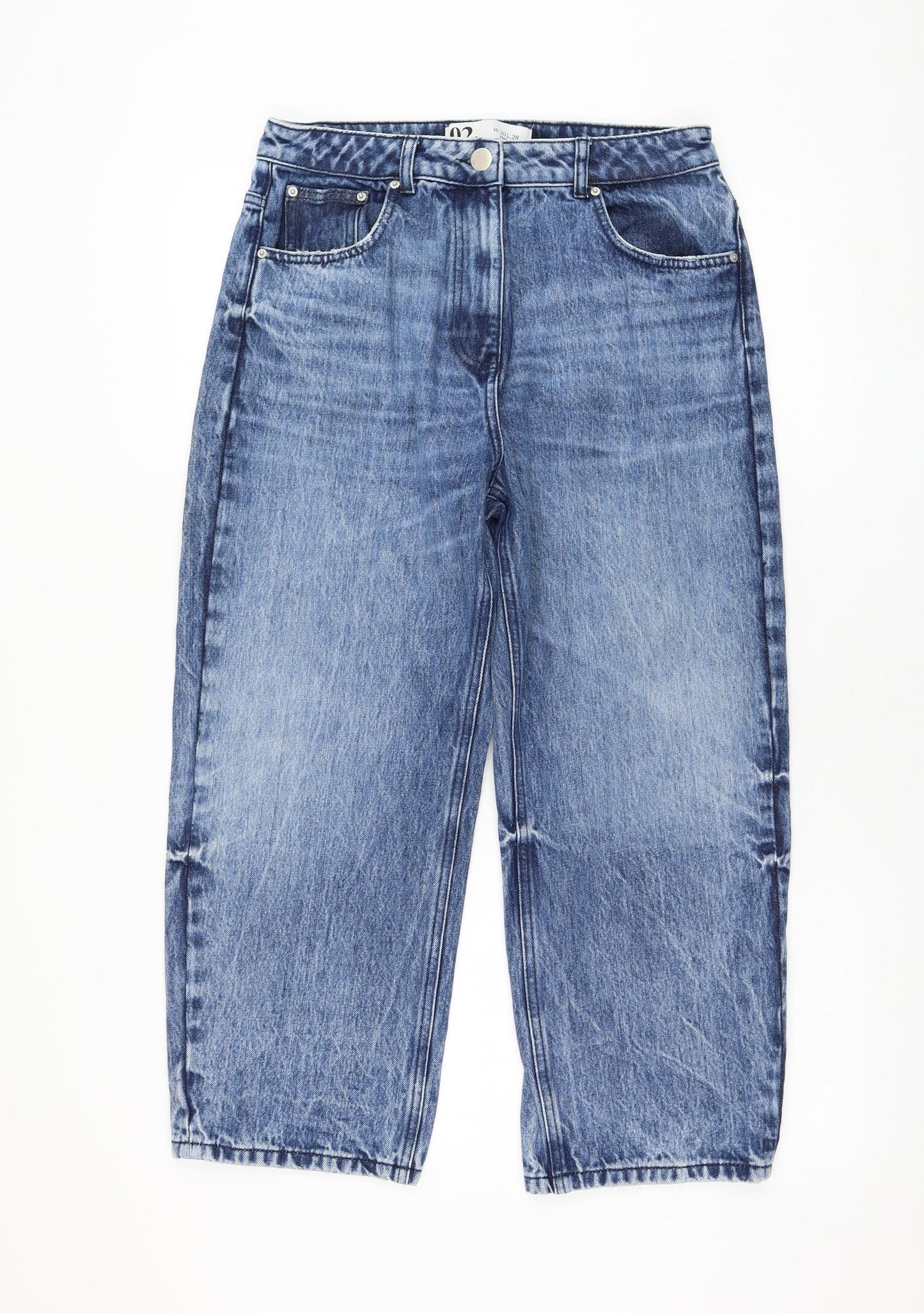 NEXT Womens Blue  Cotton Straight Jeans Size 12 L28 in Regular Zip