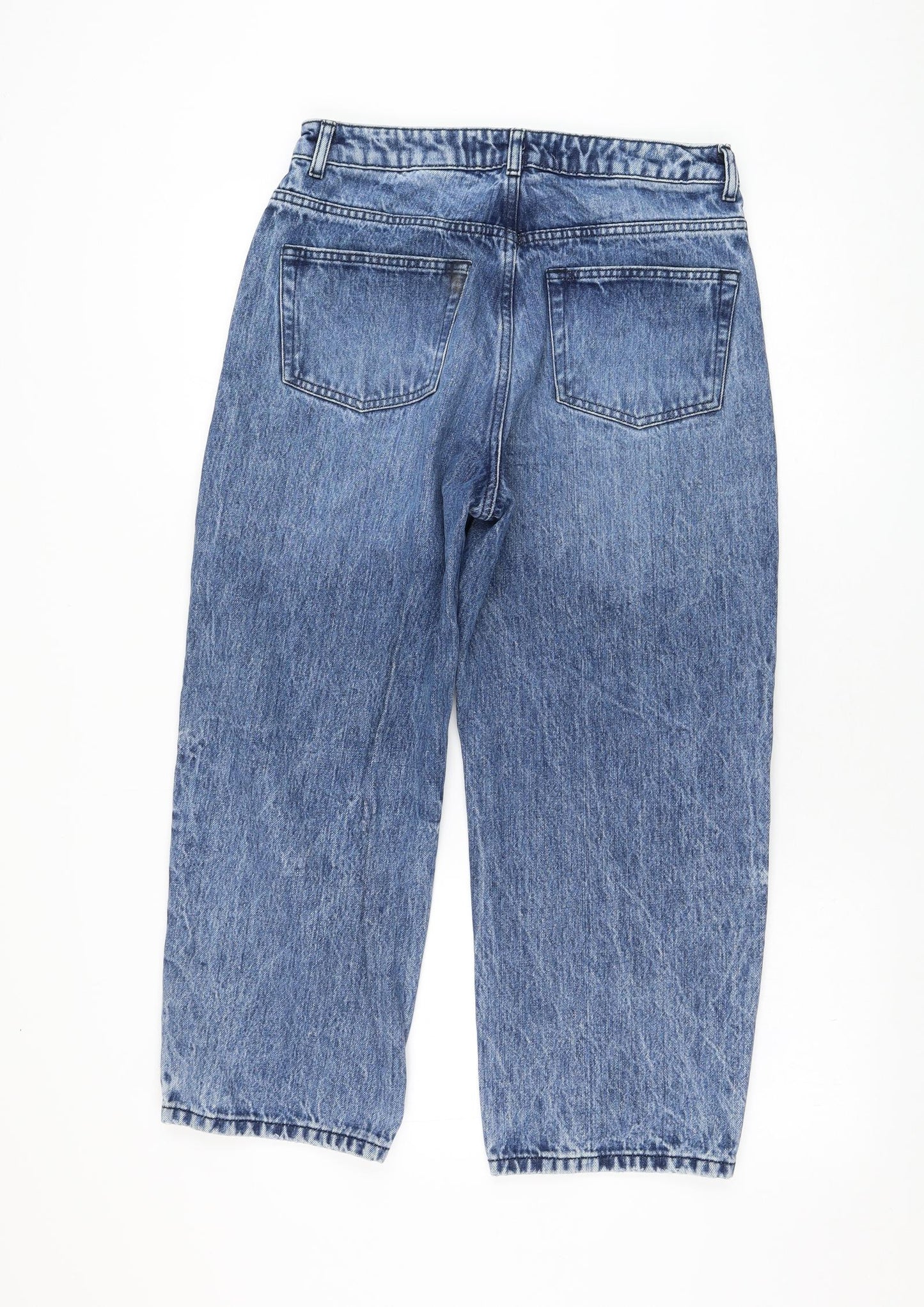 NEXT Womens Blue  Cotton Straight Jeans Size 12 L28 in Regular Zip