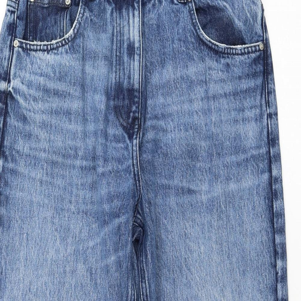 NEXT Womens Blue  Cotton Straight Jeans Size 12 L28 in Regular Zip