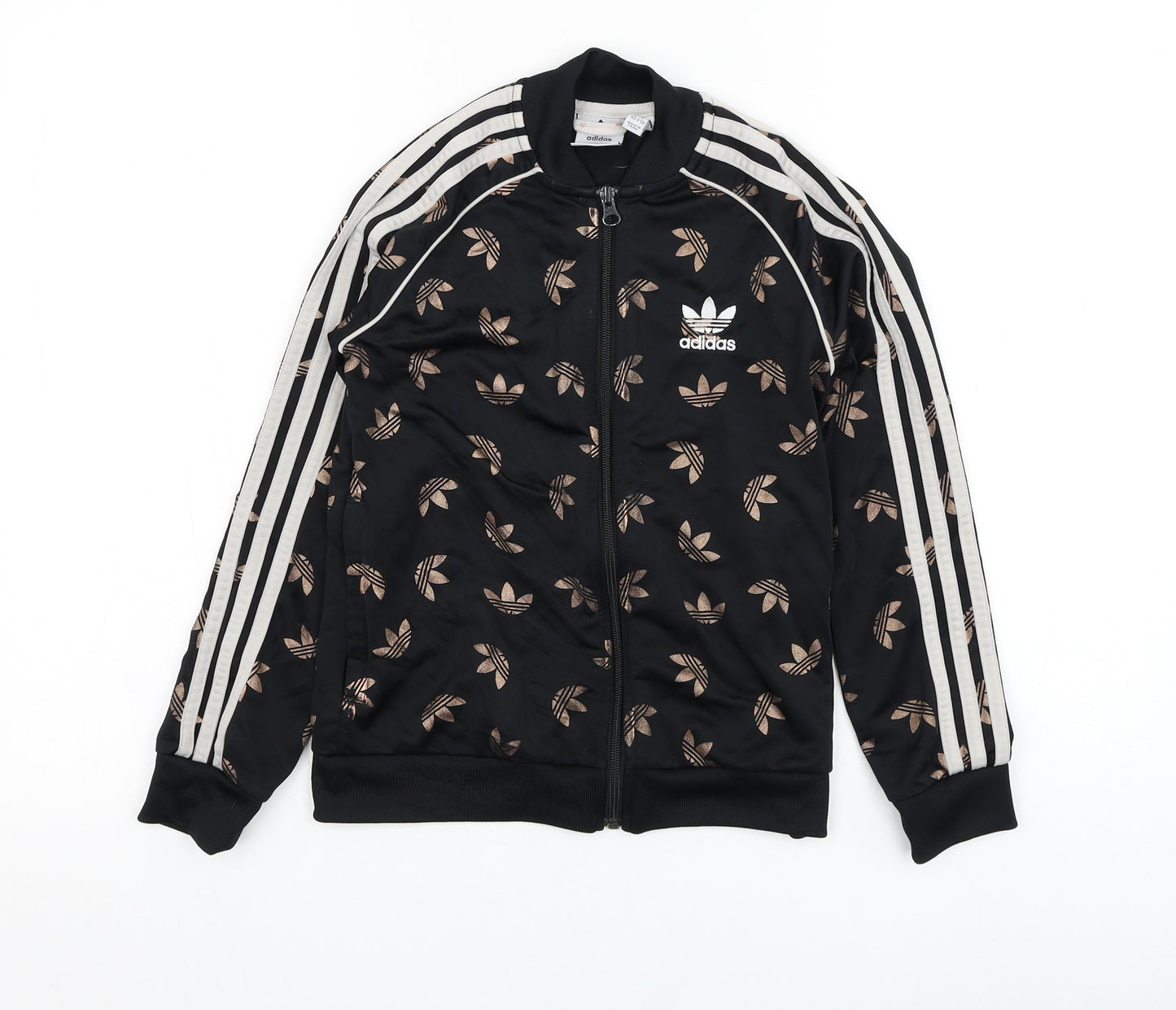 adidas Girls Black  Polyester Full Zip Sweatshirt Size 9-10 Years  Zip