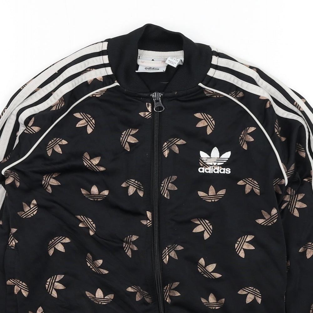 adidas Girls Black  Polyester Full Zip Sweatshirt Size 9-10 Years  Zip